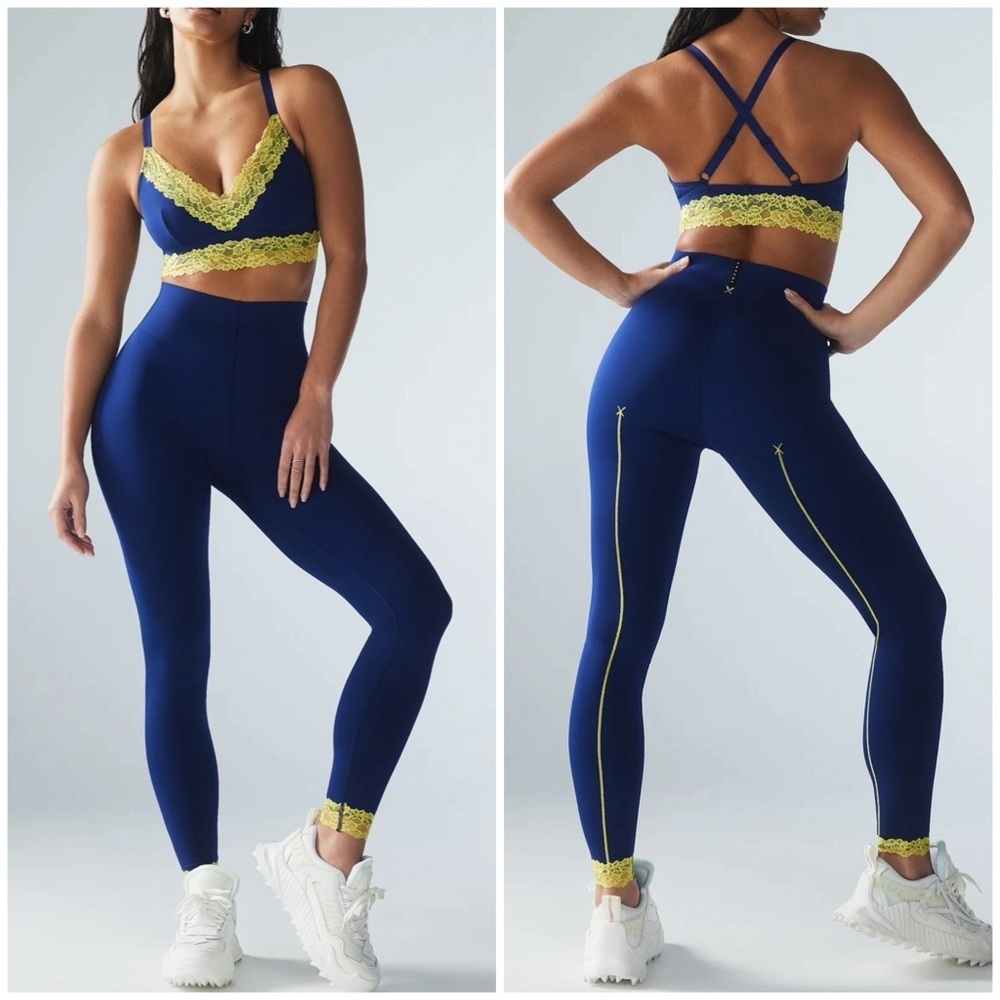 Savage x Fenty Hotline lace-trimmed highwaist leggings, indigo off blue size L